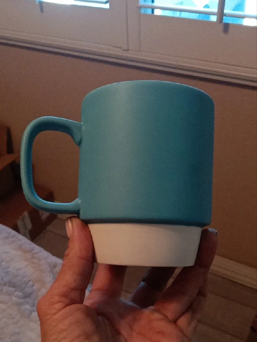 Stackable Teal Ceramic Mugs - Set of 5
